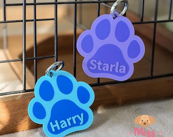 Colorful Pet Tag, Personalized PLA Paw Print Crate Sign