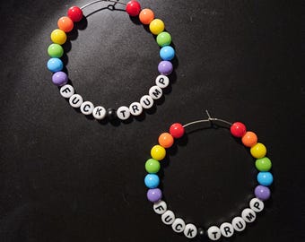 FUCK TRUMP Statement Earrings, FDT Hoops, Hypoallergenic