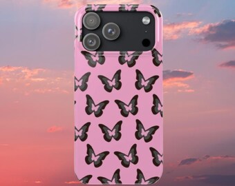 iPhone-Hülle mit pinkfarbenem Schmetterling (Y2K) | Handyhülle