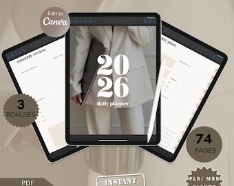 2026 Digital Planner: Editable Canva Template (PLR/MRR)