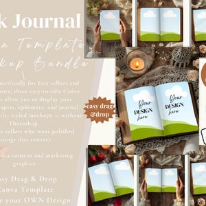 Junk Journal Mockup Canva Template Bundle for Digital Paper Sellers