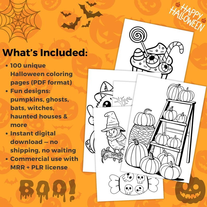 Halloween Coloring Pages Bundle: Kids Spooky Printables (digital ...