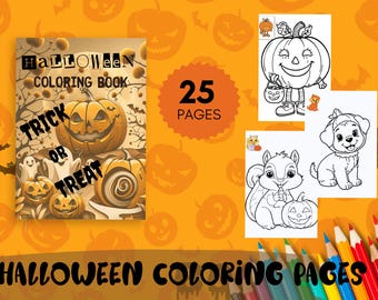 Halloween Malvorlagen für Kinder - 25 druckbare Aktivitätsblätter (Digitaler Download)