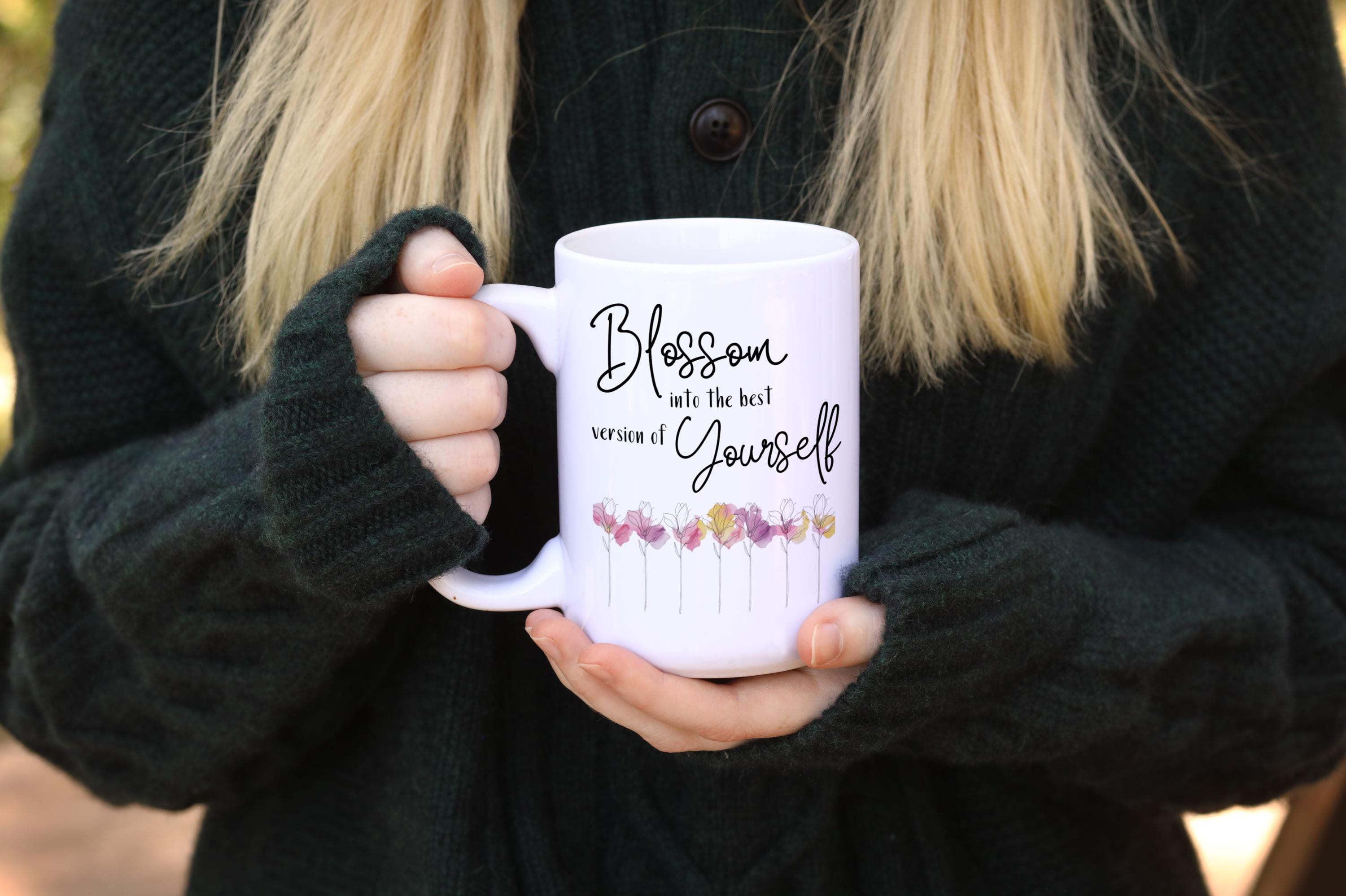 Magnolia Bloom Mug - Elegant Single Line Drawing Floral Coffee Cup, Nature Lover Gift