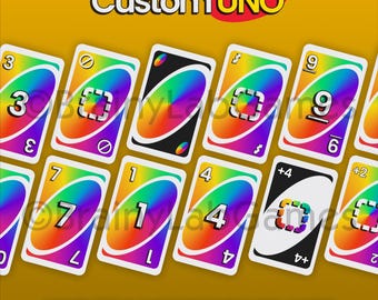 Kit imprimible estilo UNO totalmente personalizable: personaliza colores, dorsos de cartas e iconos especiales.