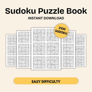 Easy Sudoku Puzzle Book – 2100 Printable Sudoku Puzzles (350 Pages, Instant PDF Download)