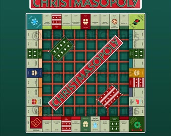 Printable Christmas-Themed Monopoly Board Game – Holiday Edition (Instant Download)