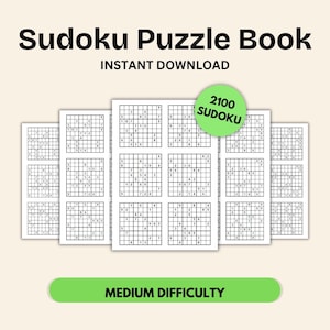 Medium Sudoku Puzzle Book – 2100 Printable Sudoku Puzzles (350 Pages, Instant PDF Download)