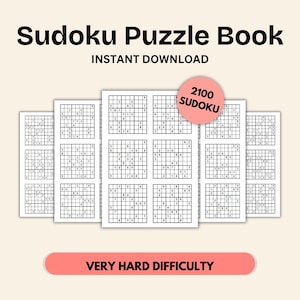 Very Hard Sudoku Puzzle Book – 2100 Printable Sudoku Puzzles (350 Pages, Instant PDF Download)