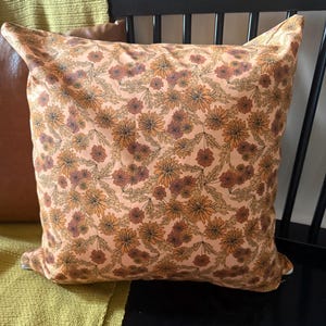 Fall Floral Throw Pillow Cover – Vintage-Inspired Rust & Gold Chrysanthemum Print – Cozy Autumn Decor