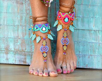 Lavender SUN barefoot sandals. Statement Barefoot jewelry. LEAF Foot Jewelry. Summer Solstice. Bare feet Wedding. Dance Footwear. GPyoga