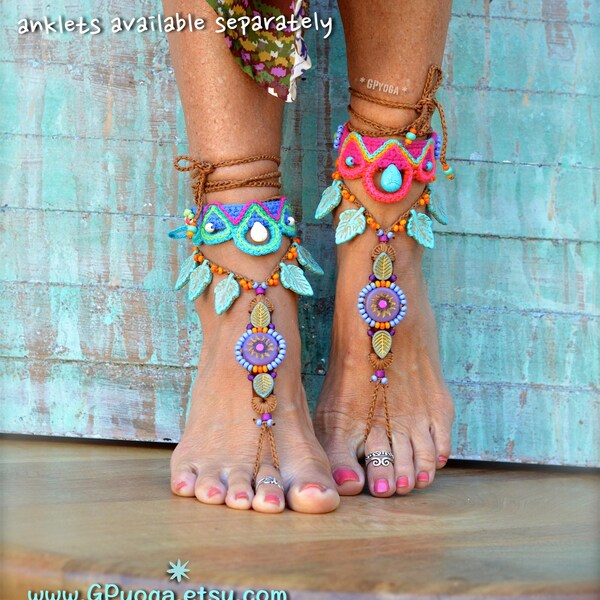 Lavender SUN barefoot sandals. Statement Barefoot jewelry. LEAF Foot Jewelry. Summer Solstice. Bare feet Wedding. Dance Footwear. GPyoga