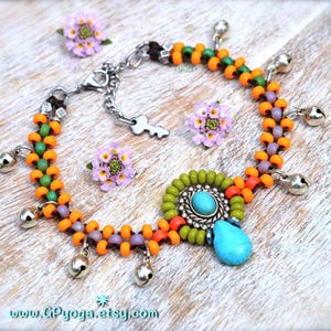 Reserved. Summer Sizzle ANKLE Bracelet with Turquoise DROP. Charm ANKLET. Boho foot jewelry. Barefoot vacation. GPyoga