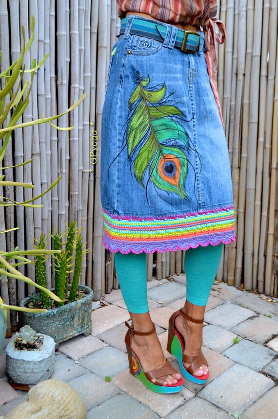 peacocks denim skirt