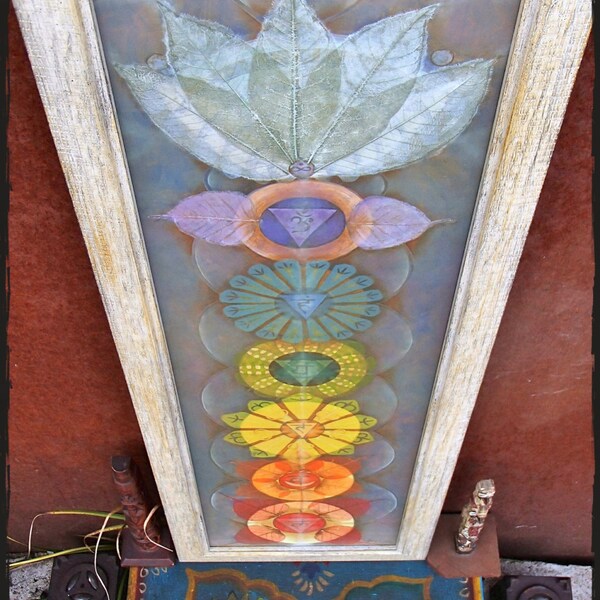 Medium size Energy LOTUS CHAKRAS painting yoga art reiki energy YOGA painting spiritual painting framed painting prana Paper print Rainbow