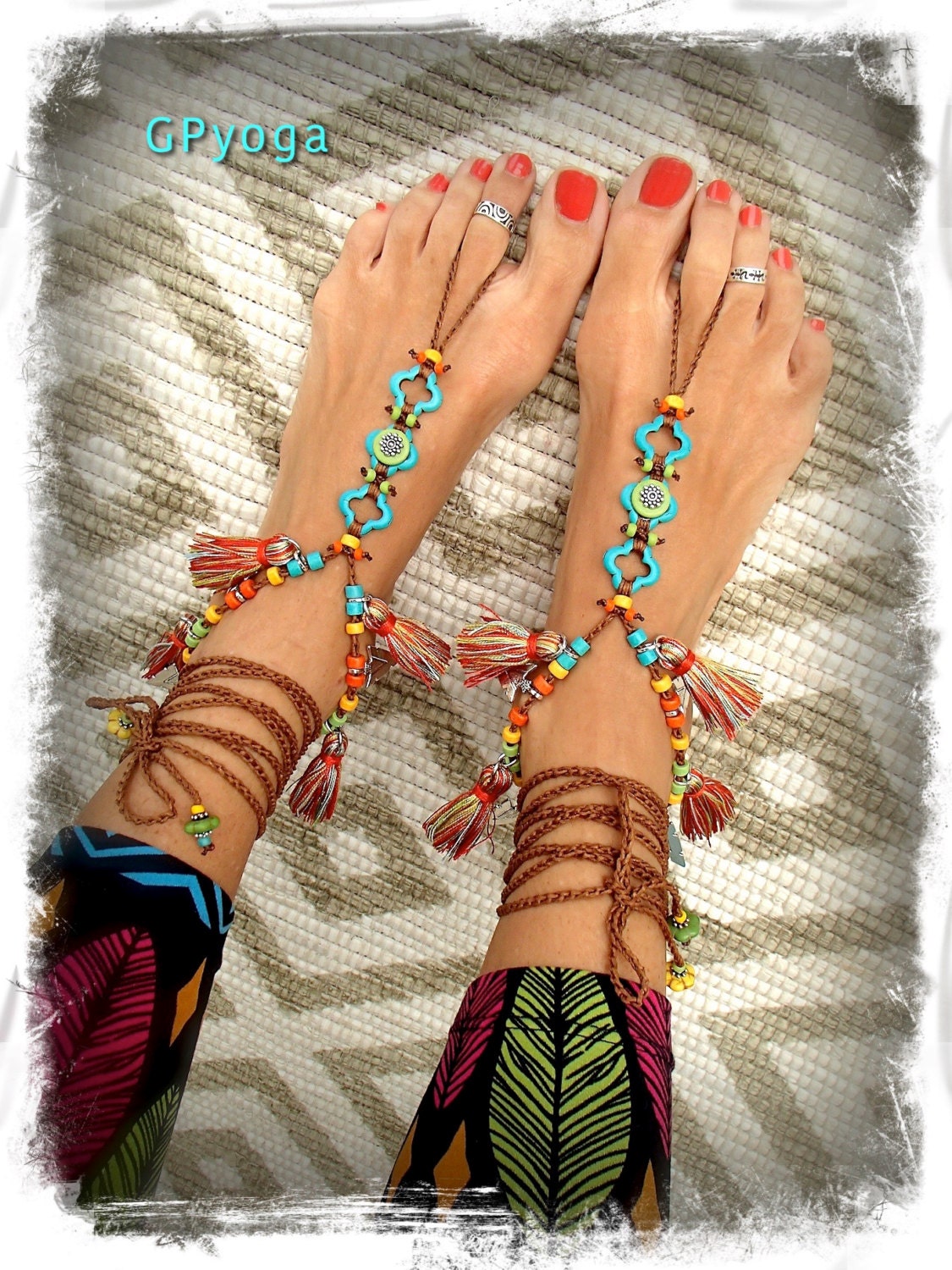 Pocahontas BAREFOOT Sandals Tribal Tassel Fringe sandal Etsy