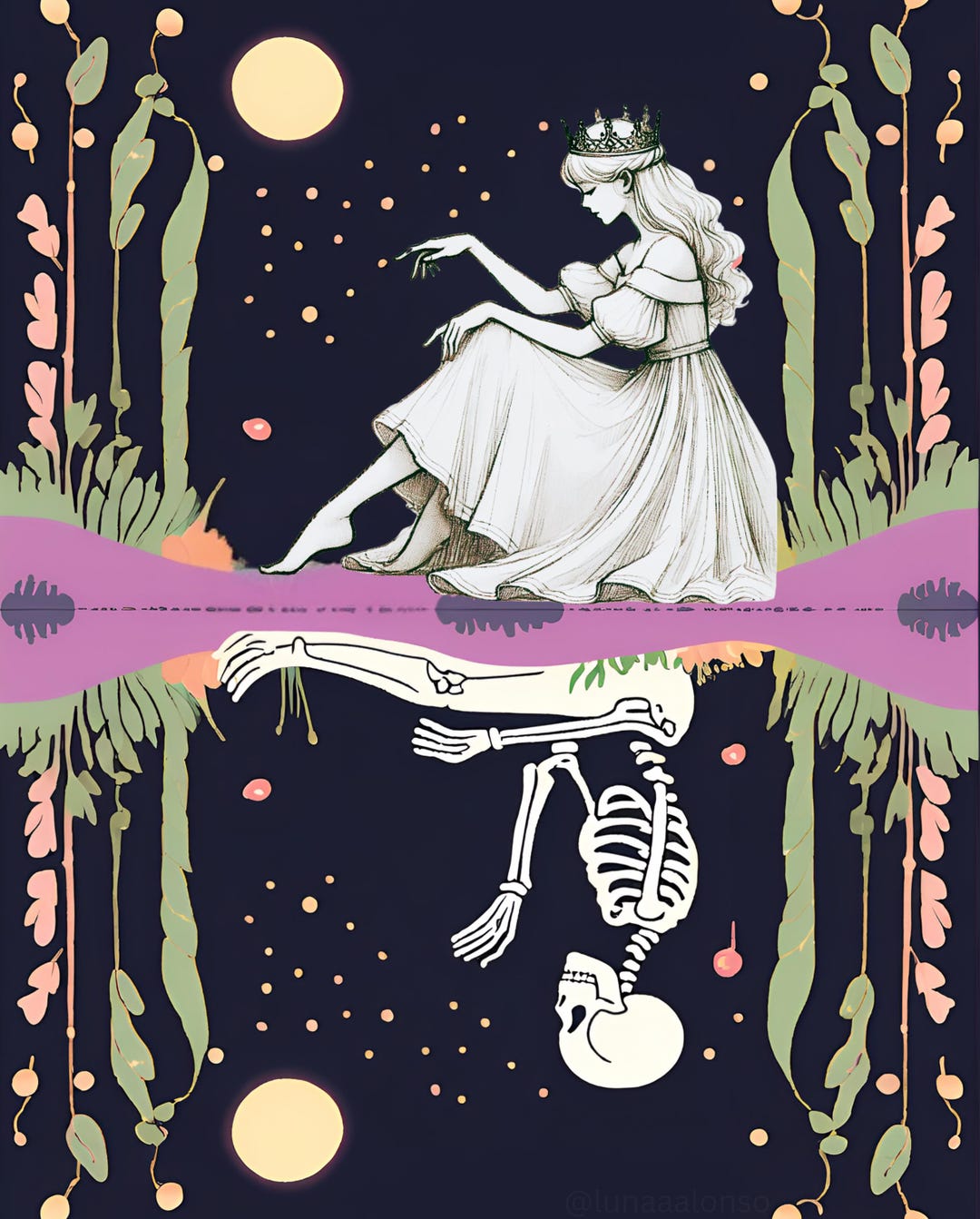 Skeleton Princess Art Print - Etsy