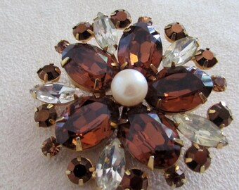 Swarovski vintage brooch topaz color