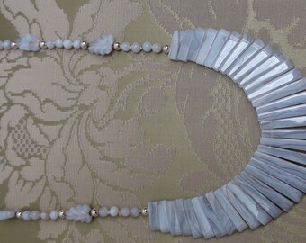 Lace agate necklace with sterling silver beads