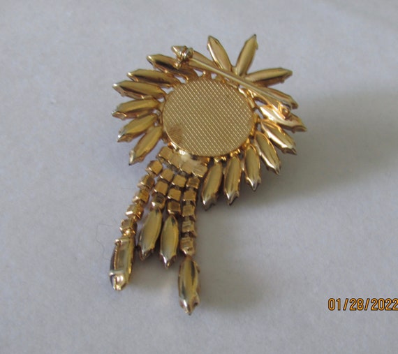 Brooch set with topaz colour and AB rhinestones. - image 3
