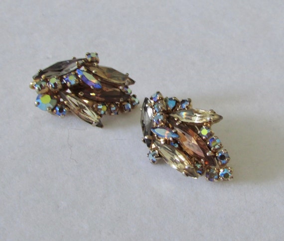 Clip on earrings ,marked Sherman,AB crystals. - image 1