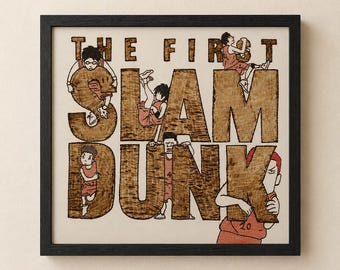Slam Dunk Anime Pyrographed Wooden Picture - Shohoku Team Wall Decor - Handmade Gift The First Slam Dunk