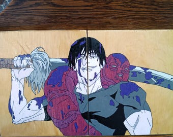 Toji Zenin hand-painted wood painting | Anime Art Jujutsu Kaisen | Manga wall decoration | Gift idea for anime fans