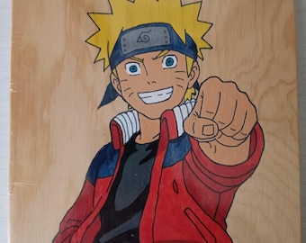Hand-painted Naruto painting on wood | Naruto Uzumaki anime art | Manga wall decoration | Gift idea for anime fans