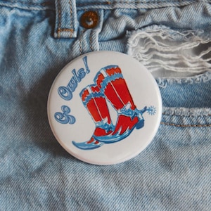 Customizable University Gameday Cowboy Boot Button: Team Colors