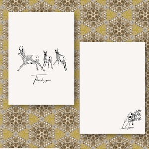 Woodland Deer ink thank you card