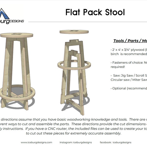 Flat Pack Stool Plans and CAD files