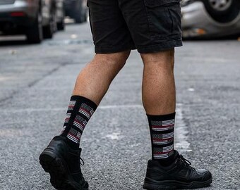 fines rouges drapeau américain | Hommage aux pompiers, motif drapeau noir et rouge