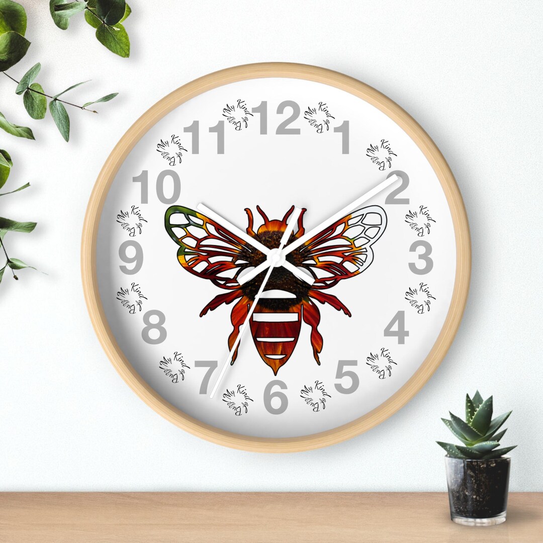 Bee Clock Vector Flower - Honey Bee Wall Clock - Multiple Options - Etsy