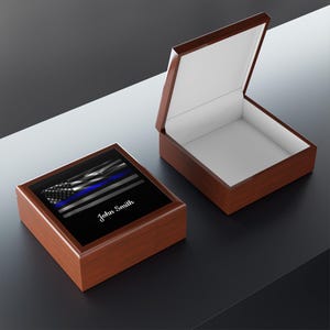 Memorial box - Thin Blue Line Flag - Customize - Multiple colors