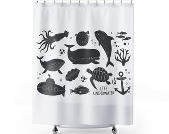 Rideau de douche sous-marin Sea Life - Plusieurs options