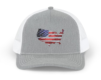 Snapback-truckerpet met Amerikaanse vlag VS | Geborduurd