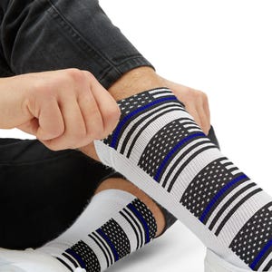 Thin Blue Line American Flag Socks - Sublimation Socks - 3 Sizes