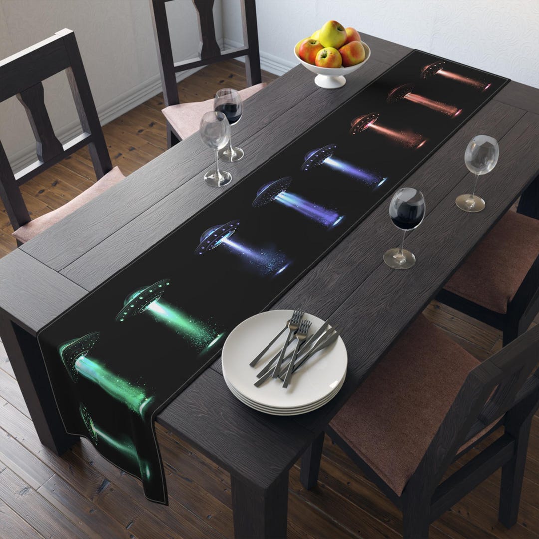 UFO Abduction Table Runner - Alien Spaceship Dinner Decor - 2 Color ...