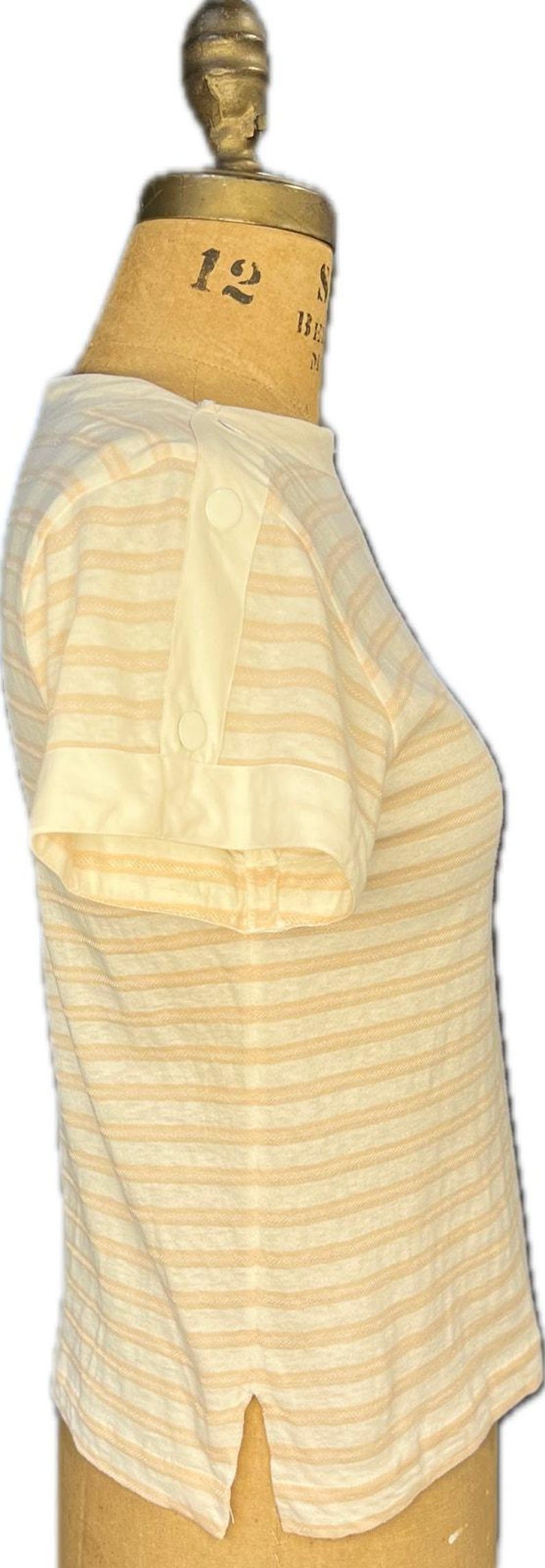 COURRÈGES Vintage XS/S Pastel Pink Ivory Striped Cotton Top - 1970s image 4