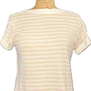 COURRÈGES Vintage XS/S Pastel Pink Ivory Striped Cotton Top - 1970s image 3