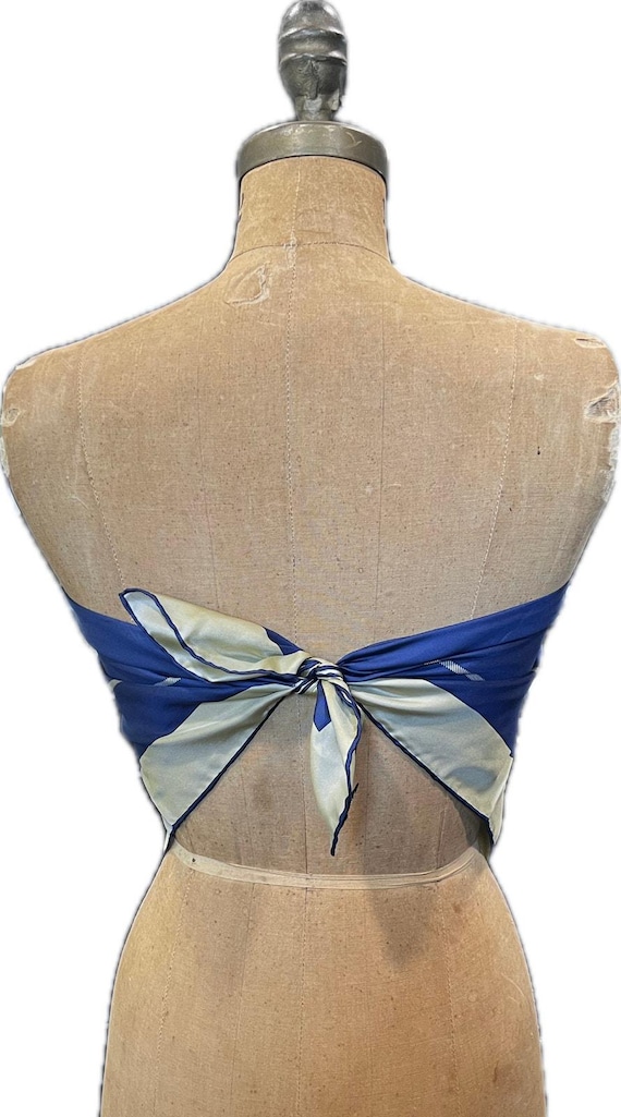 バーバリー ヴィンテージ 30x30 ネイビー＆ゴールド シルクスカーフ