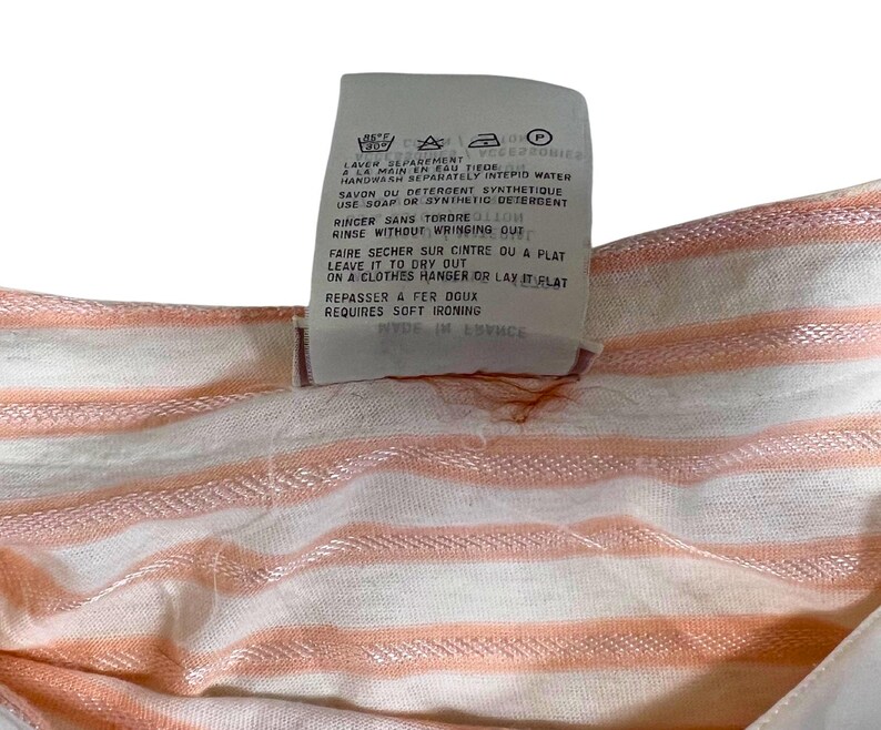 COURRÈGES Vintage XS/S Pastel Pink Ivory Striped Cotton Top - 1970s image 6