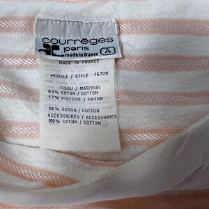 COURRÈGES Vintage XS/S Pastel Pink Ivory Striped Cotton Top - 1970s image 2