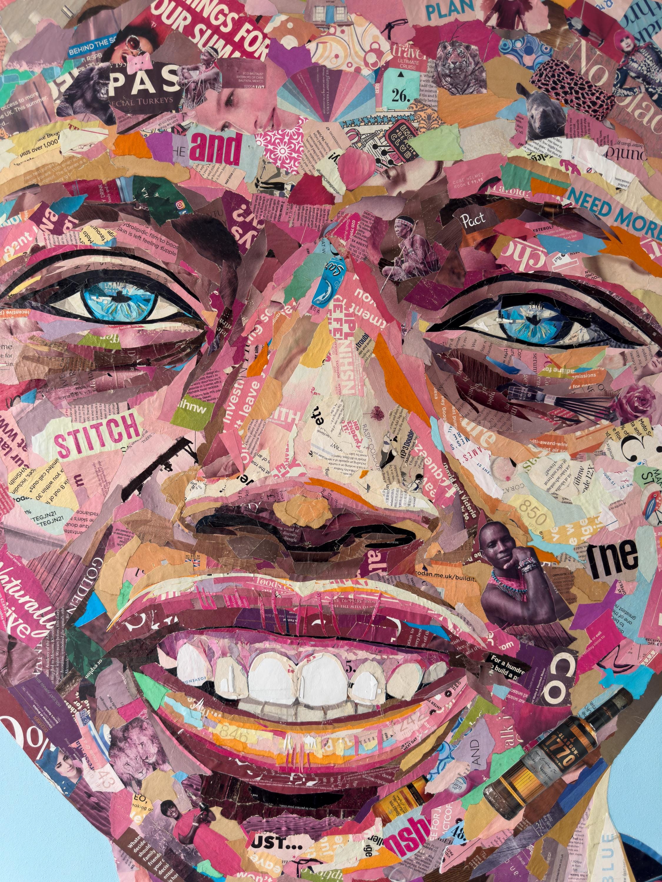 Handmade Paper Collage Art: Contemporary Pop Art Portrait - Etsy UK