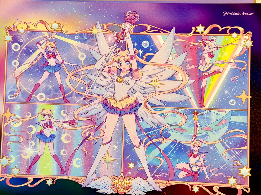 Magical Girl Attacks Sailor Moon Heavy Holographic Print - Etsy