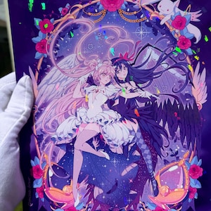 Madoka Magica - Devil Homura & Ultimate Madoka holographic print crystals holo