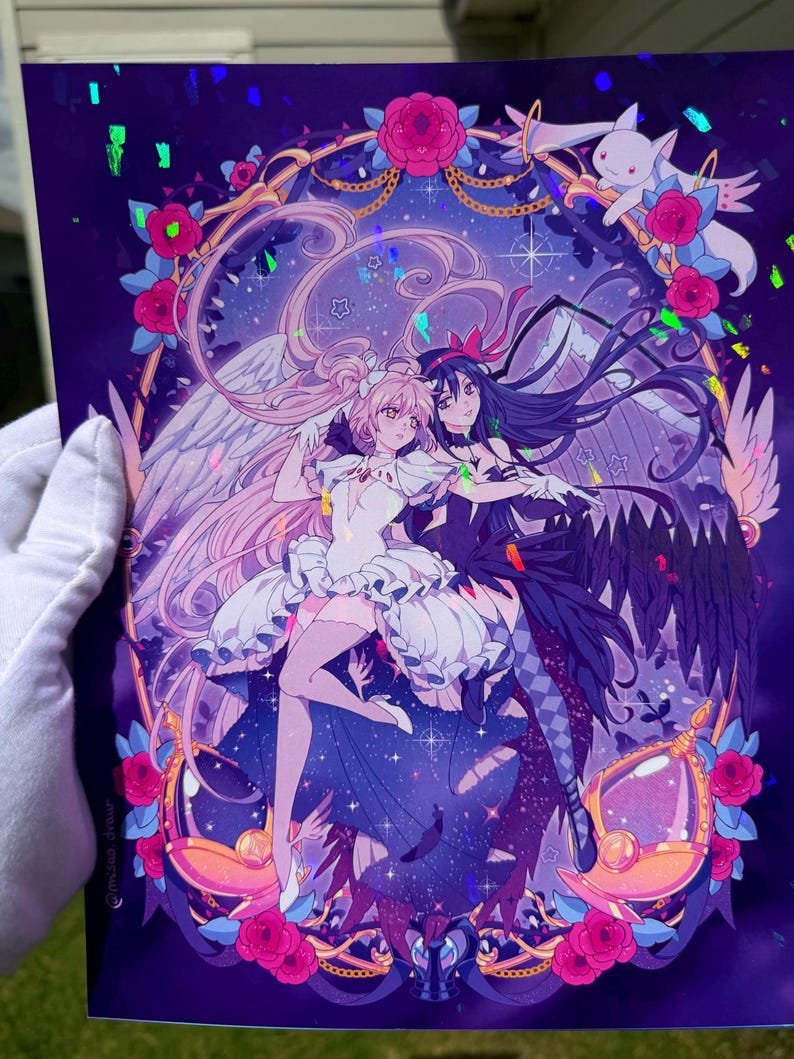 Madoka Magica - Devil Homura & Ultimate Madoka holographic print crystals holo