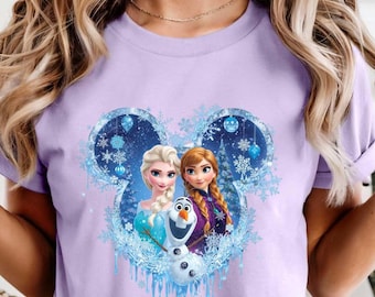 Elsa Anna Comfort Color Shirt, Snowman Olaf Tee, Disney Princess Tee, Girls Disney Shirt, Disney Vacation Shirt, Birthday Princess Shirt