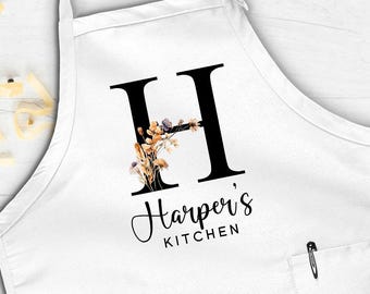Personalized Apron, Custom Cooking Apron, Name Apron, Kitchen Apron, Mothers Day Gift, Valentine Apron Gift, Floral Apron, Gift For Chef