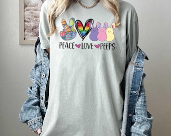 Peace Love Peeps Shirt, Comfort Colors Tee, Peeps Easter Shirt, Peace Love Peeps Easter Shirt, Easter Love Shirt, Peeps Gift, Bunny Shirt